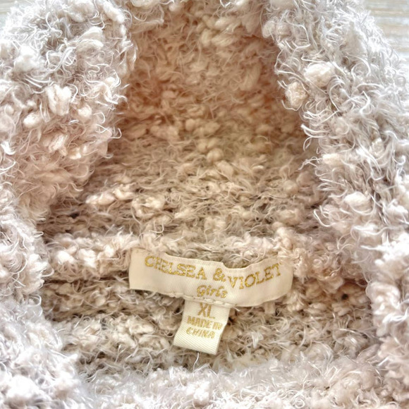 Chelsea & Violet Girls' Boucle Funnel Neck Crop Sweater | Oatmeal XL - Picture 2 of 7